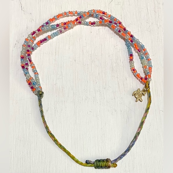 Simply Southern Orange/Blue/Pink/White Layered Beaded Slip-Tie Bracelet Preppy - Picture 4 of 6